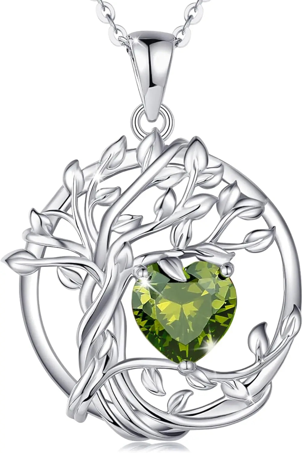 Birthstone Tree of Life Pendant crafted in sterling silver — a meaningful gemstone necklace ideal for gifting to Mom, your wife, or her on birthdays, anniversaries, or Christmas.