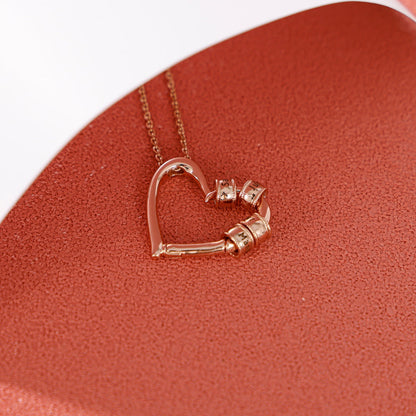 Charming Heart Necklace with Engraved Beads