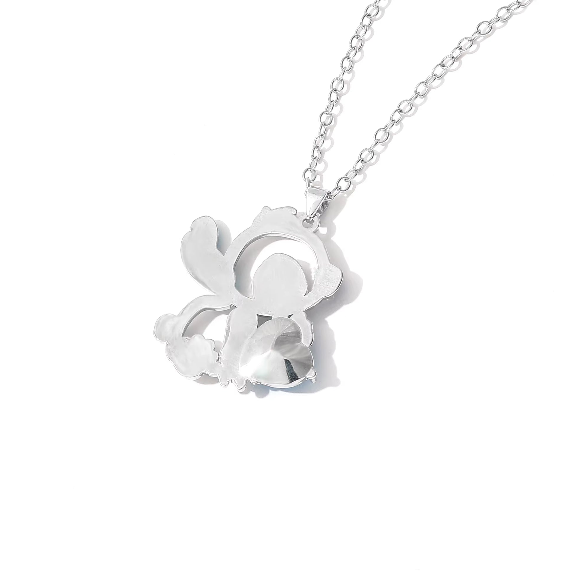 Lilo & Stitch Heart Rhinestone Necklace for Girls Anime Charms Pendant Fashion Jewelry Aesthetic Accessory Birthday Gift
