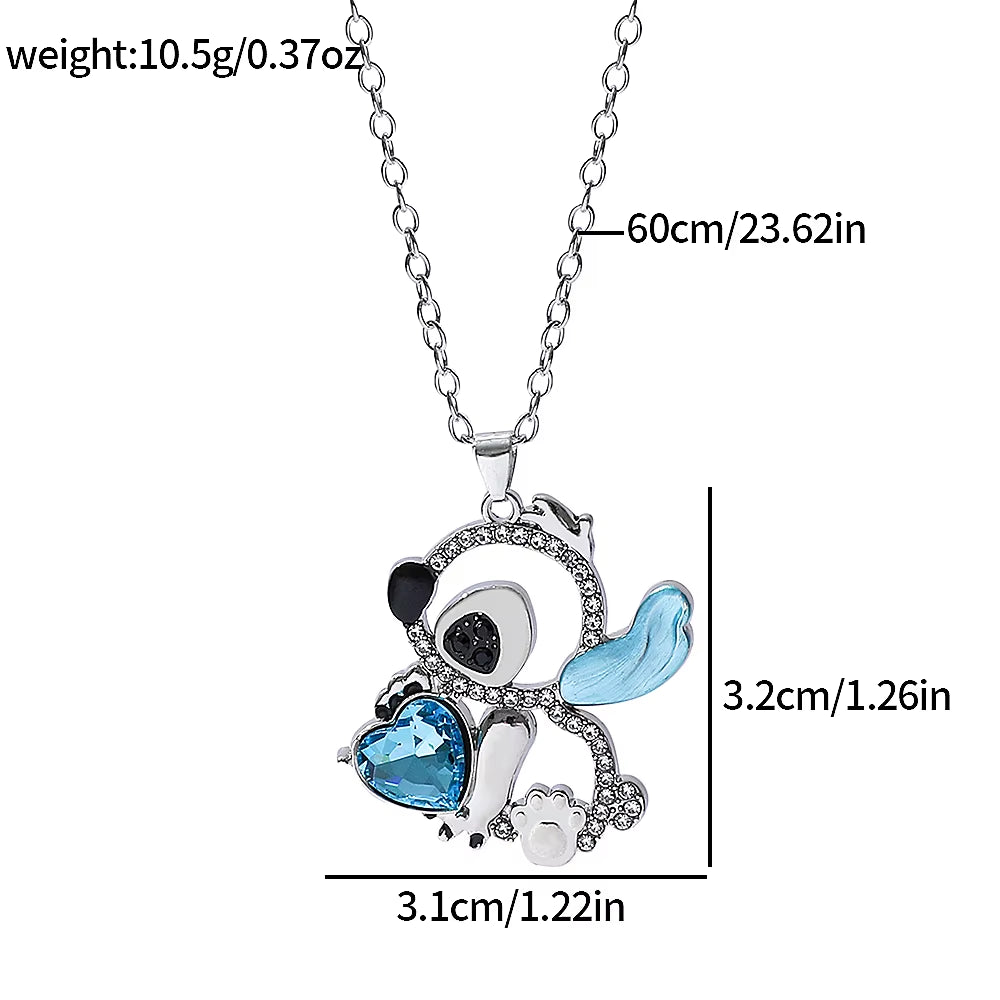 Lilo & Stitch Heart Rhinestone Necklace for Girls Anime Charms Pendant Fashion Jewelry Aesthetic Accessory Birthday Gift