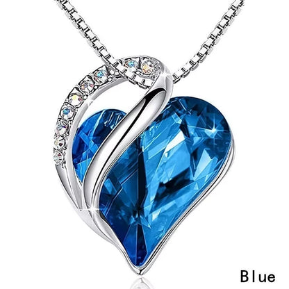 Infinity Love Heart Pendant Necklace adorned with birthstone crystals — a stunning jewelry gift for women.