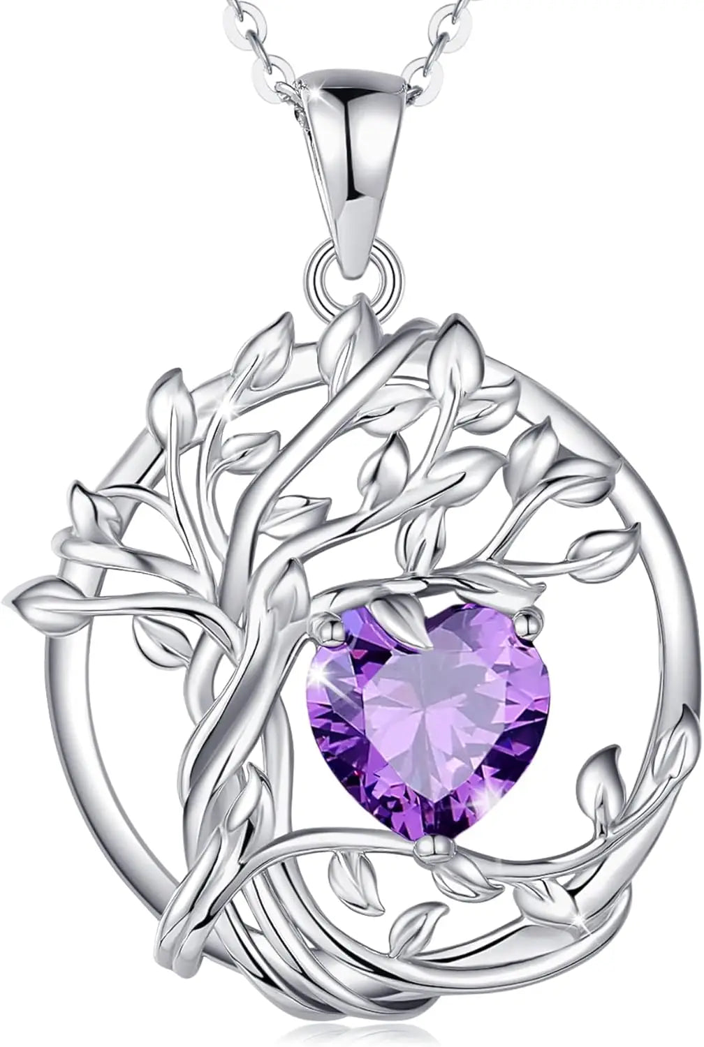 Birthstone Tree of Life Pendant crafted in sterling silver — a meaningful gemstone necklace ideal for gifting to Mom, your wife, or her on birthdays, anniversaries, or Christmas.