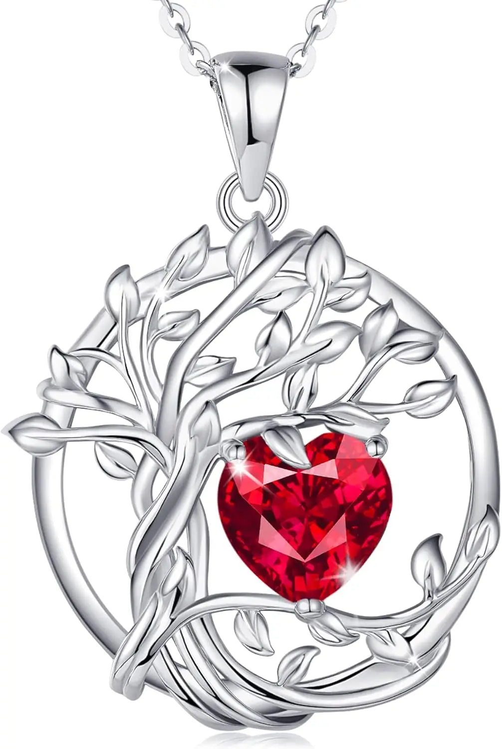 Birthstone Tree of Life Pendant crafted in sterling silver — a meaningful gemstone necklace ideal for gifting to Mom, your wife, or her on birthdays, anniversaries, or Christmas.