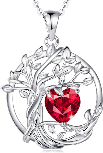 Birthstone Tree of Life Pendant crafted in sterling silver — a meaningful gemstone necklace ideal for gifting to Mom, your wife, or her on birthdays, anniversaries, or Christmas.