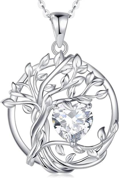 Birthstone Tree of Life Pendant crafted in sterling silver — a meaningful gemstone necklace ideal for gifting to Mom, your wife, or her on birthdays, anniversaries, or Christmas.