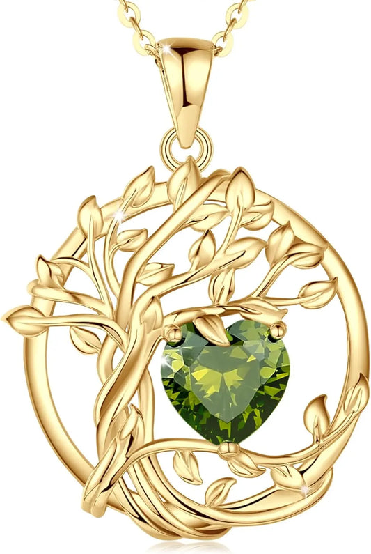 Birthstone Tree of Life Pendant crafted in sterling silver — a meaningful gemstone necklace ideal for gifting to Mom, your wife, or her on birthdays, anniversaries, or Christmas.