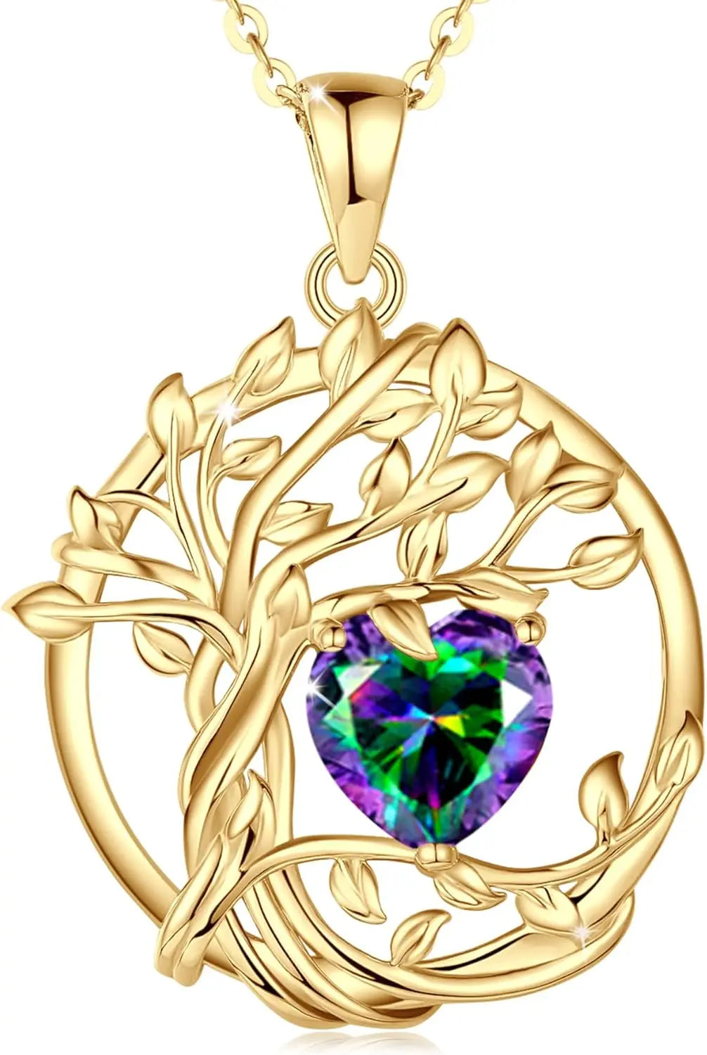 Birthstone Tree of Life Pendant crafted in sterling silver — a meaningful gemstone necklace ideal for gifting to Mom, your wife, or her on birthdays, anniversaries, or Christmas.