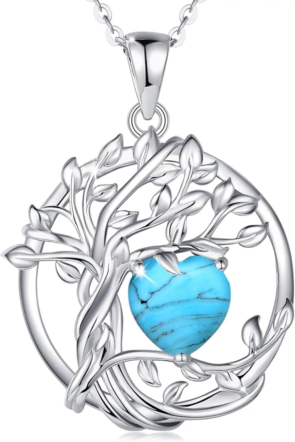 Birthstone Tree of Life Pendant crafted in sterling silver — a meaningful gemstone necklace ideal for gifting to Mom, your wife, or her on birthdays, anniversaries, or Christmas.