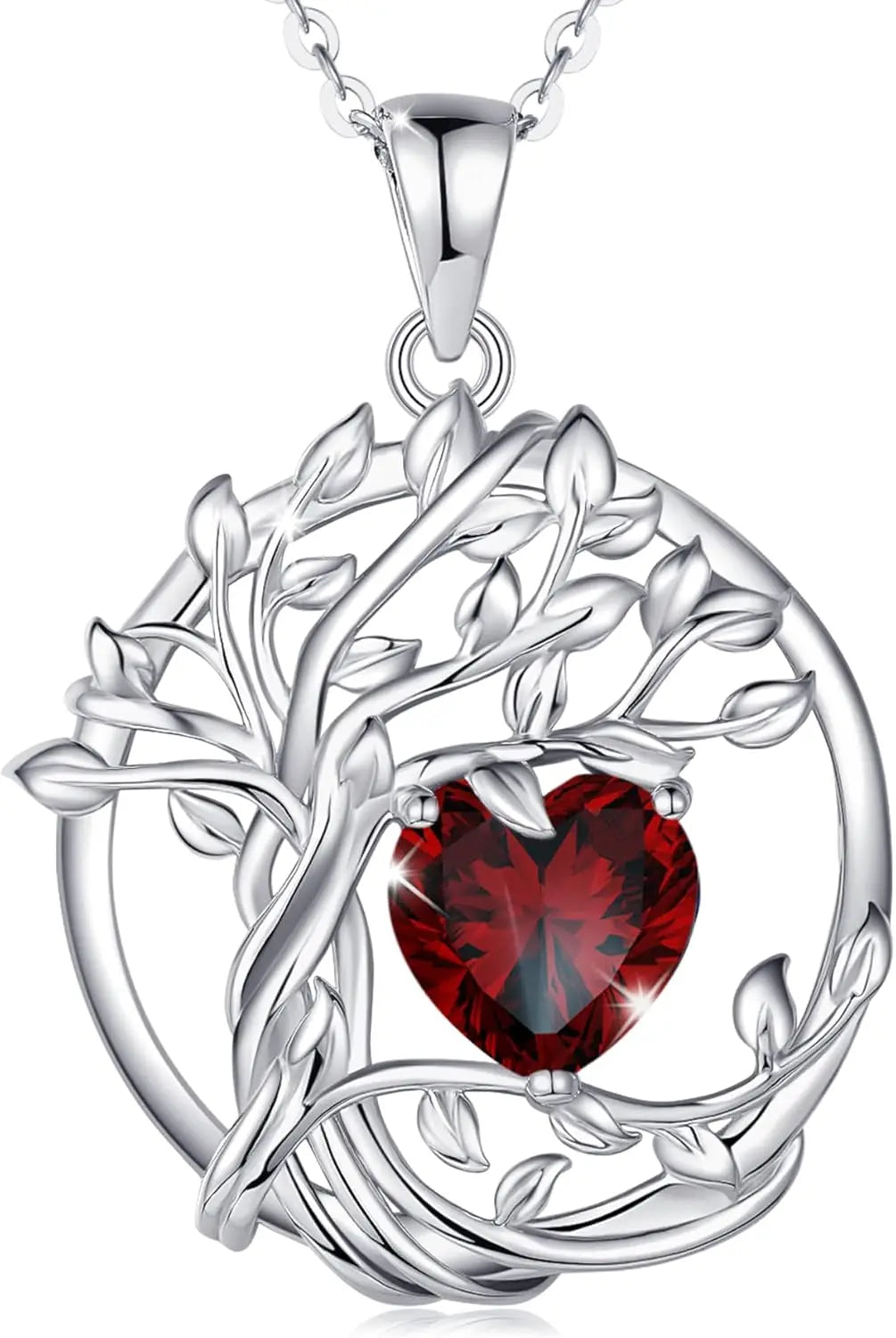 Birthstone Tree of Life Pendant crafted in sterling silver — a meaningful gemstone necklace ideal for gifting to Mom, your wife, or her on birthdays, anniversaries, or Christmas.
