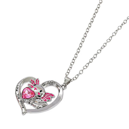 Lilo & Stitch Heart Rhinestone Necklace for Girls Anime Charms Pendant Fashion Jewelry Aesthetic Accessory Birthday Gift
